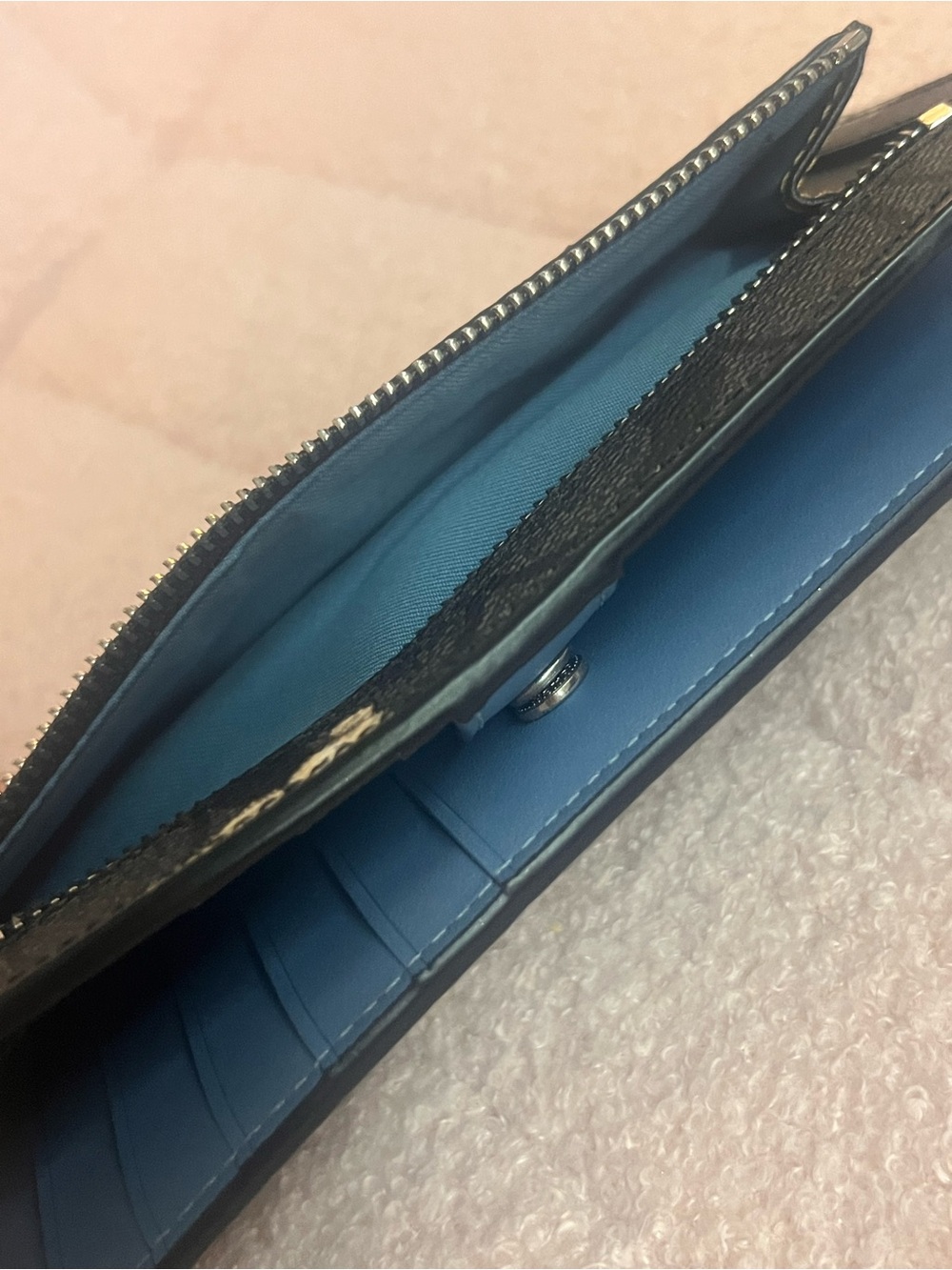Coach Black Signature Canvas Floral-Accent Continental Wallet - Picture 6 of 8